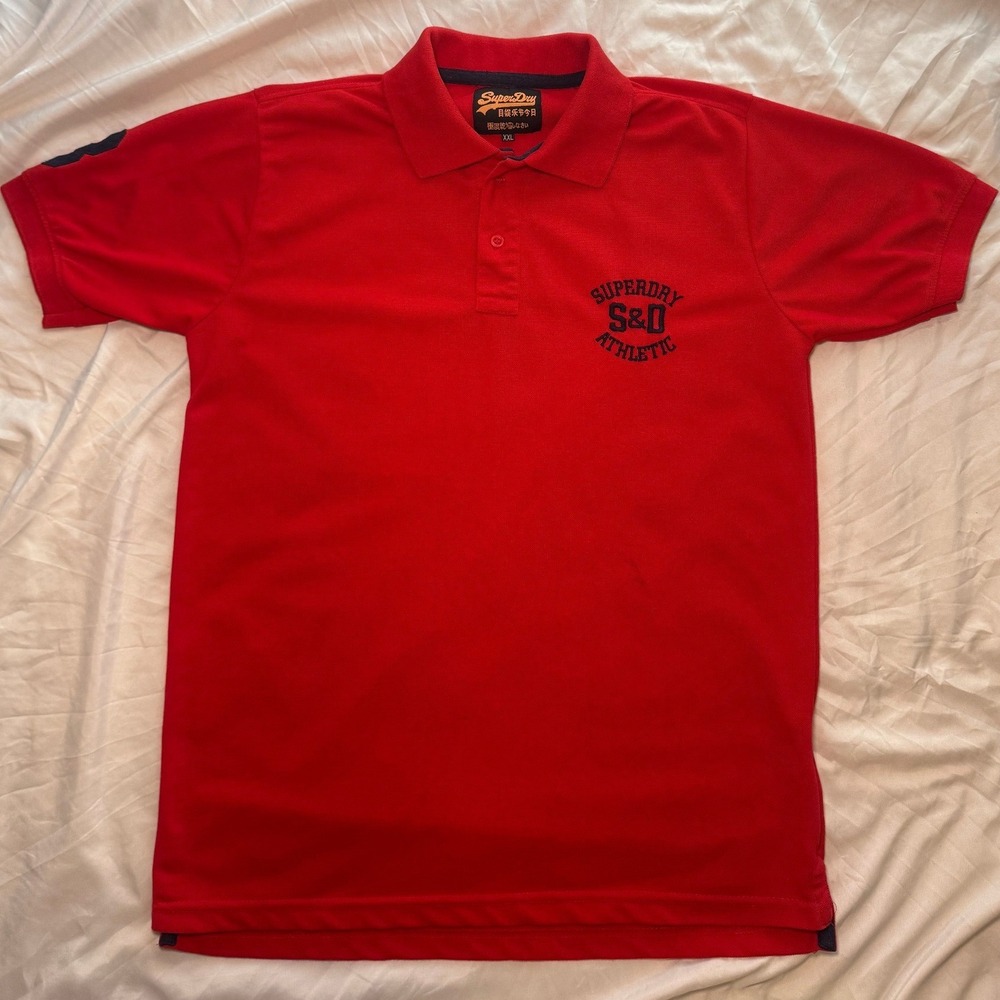 Superdry S&D Athletic Polo Shirt Womens XXL Red Embroidered Sporty Streetwear